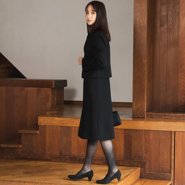 フォルムフォルマ（form forma）/【前開き】【喪服・礼服】フリルカラー＆フレアワンピース ブラックフォーマル/日本製素材_8