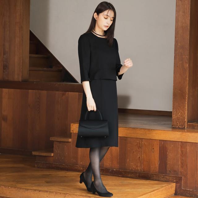 フォルムフォルマ（form forma）/【前開き】【喪服・礼服】フリルカラー＆フレアワンピース ブラックフォーマル/日本製素材_10