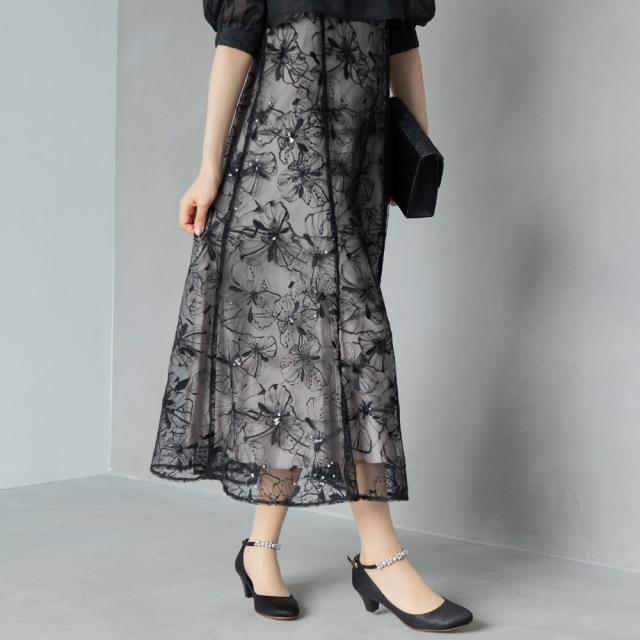 formforma ロングワンピース 総刺繍 13号 ピンク系