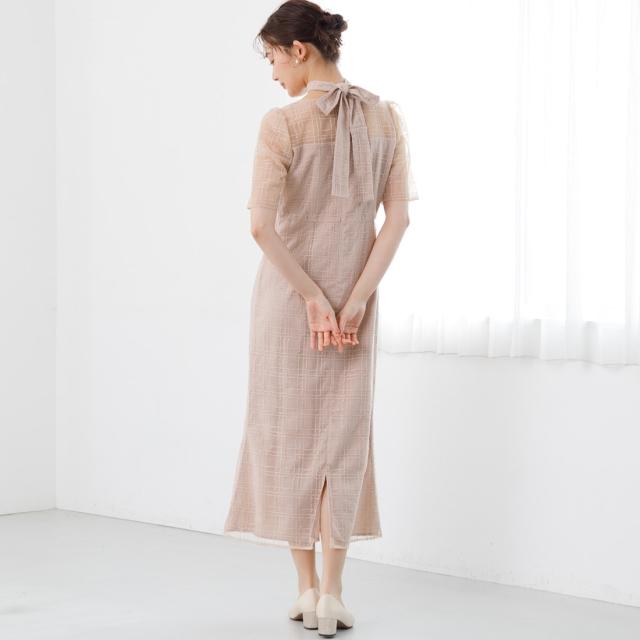 フォルムフォルマ（form forma）/【kaene】チェックレース×チョーカー付きドレス/結婚式/パーティー/お呼ばれ