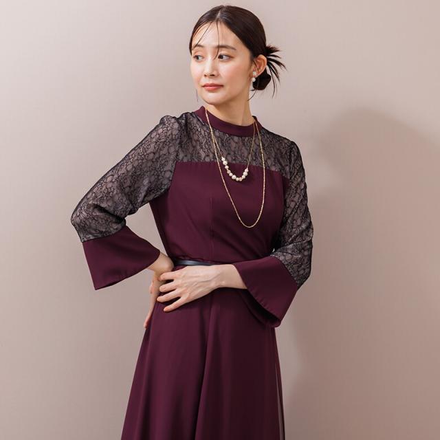 フォルムフォルマ（form forma）/《ゼクシィ掲載》スタンドカラー スリットワンピース+プリーツスカート/セットアップ