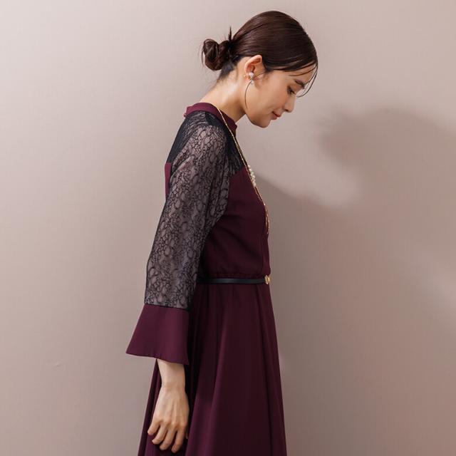 フォルムフォルマ（form forma）/《ゼクシィ掲載》スタンドカラー スリットワンピース+プリーツスカート/セットアップ