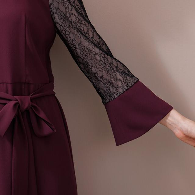 フォルムフォルマ（form forma）/《ゼクシィ掲載》スタンドカラー スリットワンピース+プリーツスカート/セットアップ