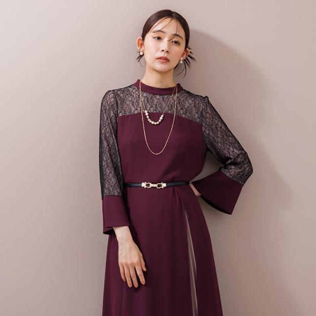 フォルムフォルマ（form forma）/《ゼクシィ掲載》スタンドカラー スリットワンピース+プリーツスカート/セットアップ