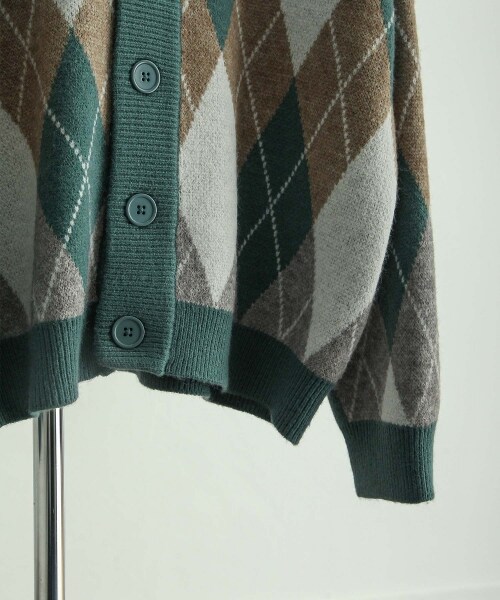 ニルウェイ（Nilway）/オーバーサイズダブルジャガードアーガイル柄カーディガン ニルウェイ（Nilway）/オーバーサイズダブルジャガードアーガイル柄