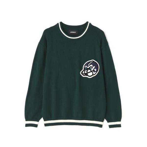 アヴィレックス（AVIREX）/LETTERED CHENILLE PATCH CREW NECK SWEATER