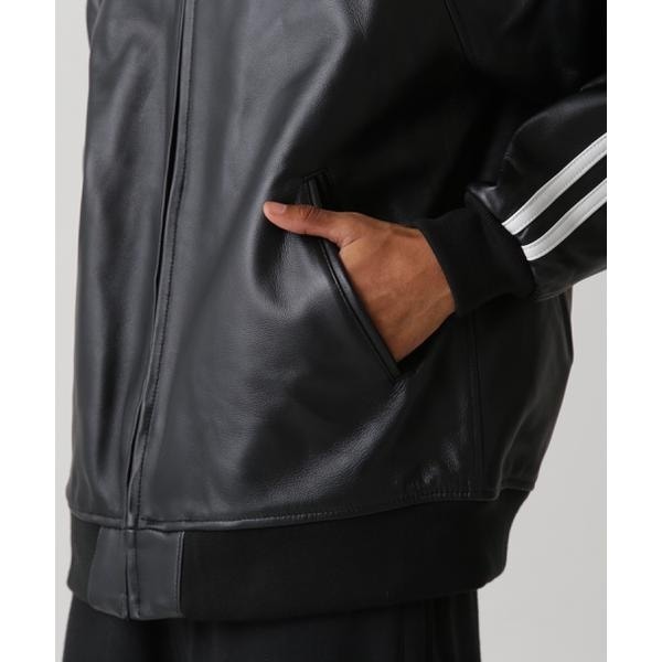 極美品/2XL アヴィレックス　Pコート レザー切替 牛革　キルティング　黒 ディアスキン/Wライダース/ブラック | iade leather