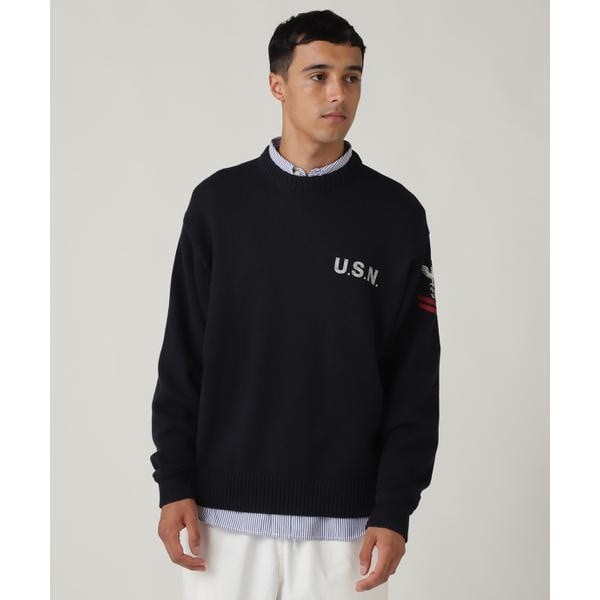 アヴィレックス（AVIREX）/NAVAL CREWNECK KNIT ／ ネイバル クルーネック ニット ／ AVIREX ／ ア