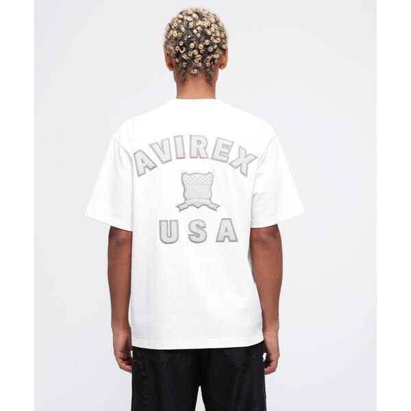 アヴィレックス（AVIREX）/《直営店限定》SIGNATURE VARSITY LEATHER LOGO T−SHIRT ／ シグ