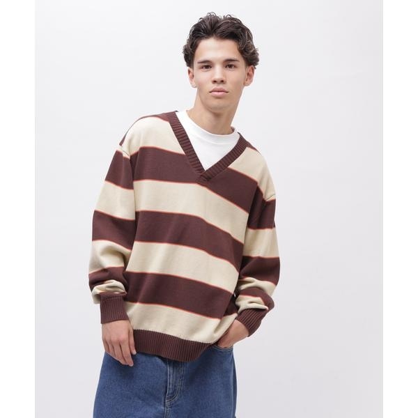 アヴィレックス（AVIREX）/V−NECK BORDER KNIT ／ Vネック ボーダー ニット ／ AVIREX ／ アヴィレ