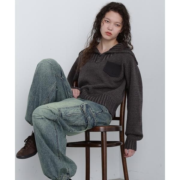 韓国人気 [TYPESERVICE] FRONT SLIT RIBBON T-SHIRT 韓国typeservice タイプサービス】Front Slit Ribbon T-Shirt