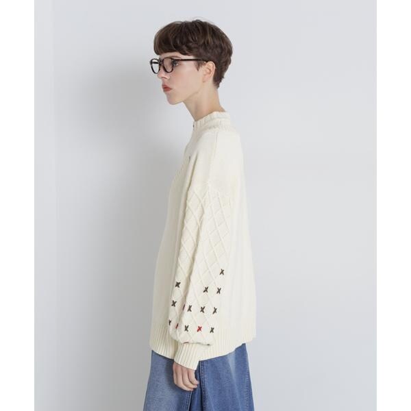 アヴィレックス（AVIREX）/《直営店限定》BOTTLE NECK SLEEVE EMBROIDERY TOPS／ボトルネック