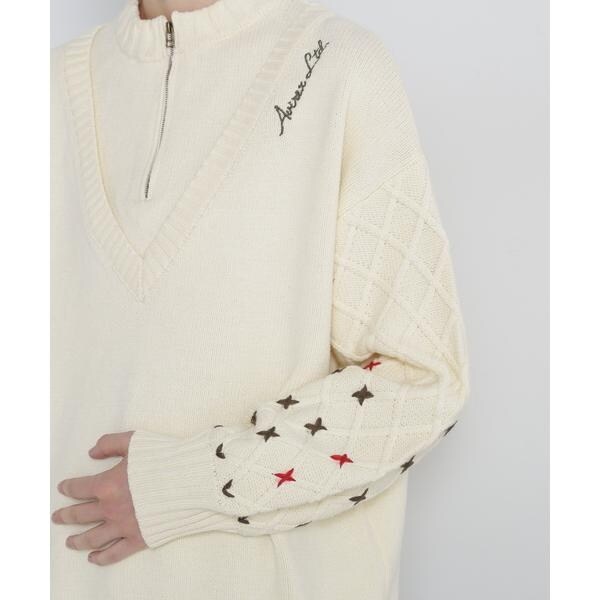 アヴィレックス（AVIREX）/《直営店限定》BOTTLE NECK SLEEVE EMBROIDERY TOPS／ボトルネック