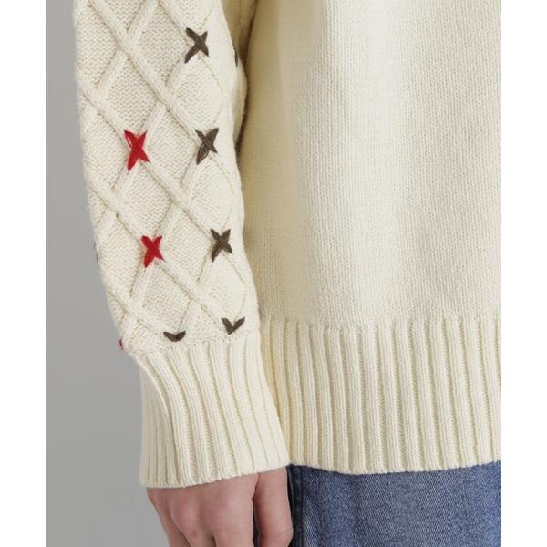 アヴィレックス（AVIREX）/《直営店限定》BOTTLE NECK SLEEVE EMBROIDERY TOPS／ボトルネック