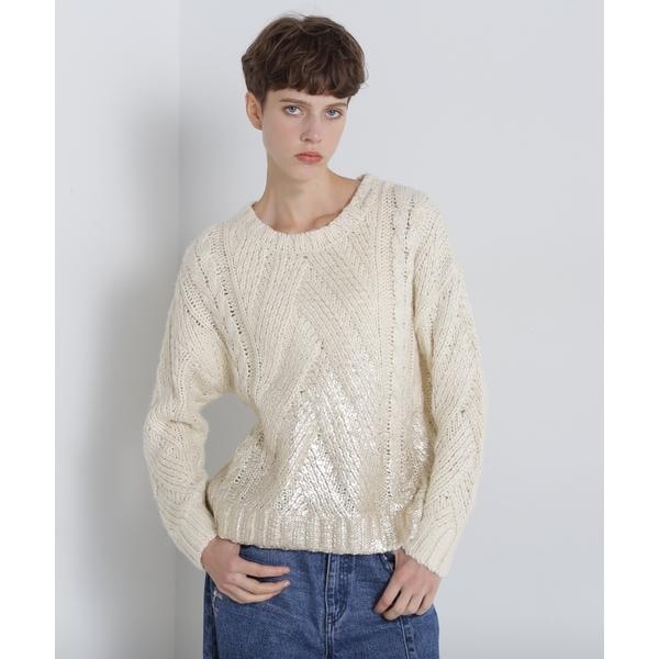 アヴィレックス（AVIREX）/FOIL PRINT KNIT TOPS／箔プリントニットトップス