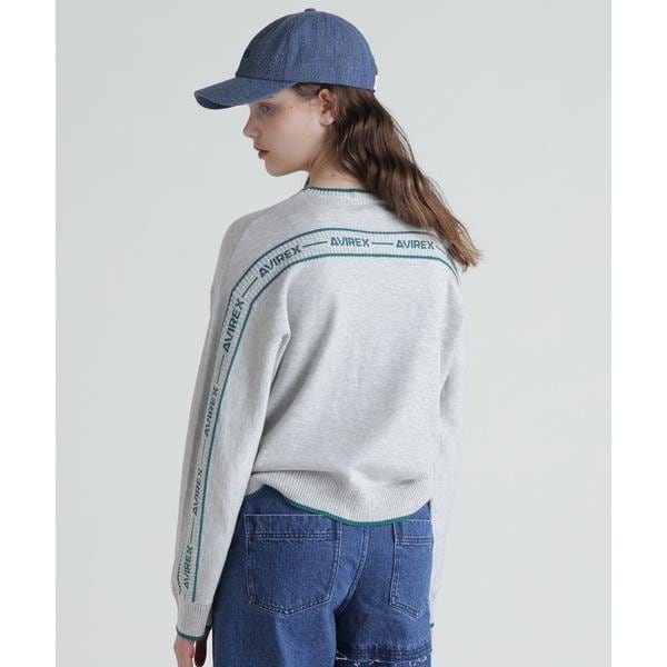 アヴィレックス（AVIREX）/COLOR LINE BACK LOGO KNIT TOPS／カラーライン バックロゴトップス
