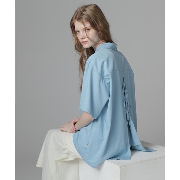 アヴィレックス（AVIREX）/《直営店限定》WOMEN’S BACK RIBBON TENCEL SHIRTS／バックリボン テン
