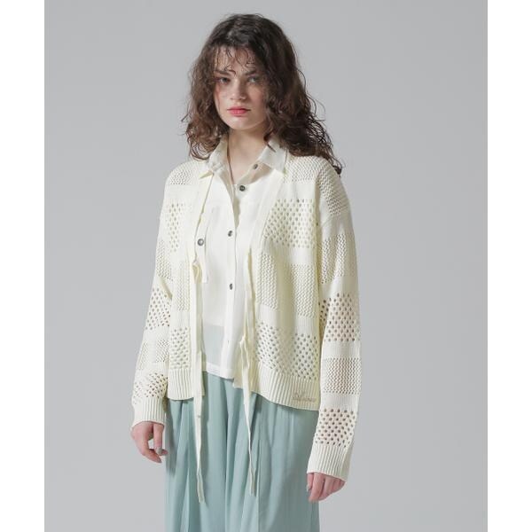 アヴィレックス（AVIREX）/《直営店限定》MACRAME RIBBON KNIT CARDIGAN／マクラメリボンニットカーディ