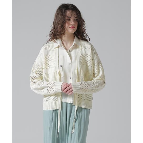 アヴィレックス（AVIREX）/《直営店限定》MACRAME RIBBON KNIT CARDIGAN／マクラメリボンニットカーディ