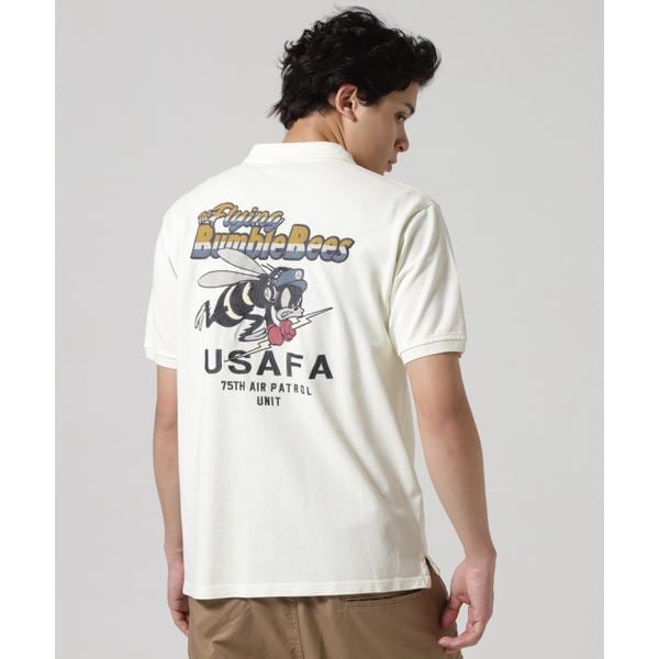 アヴィレックス（AVIREX）/《直営店限定》FADE WASH EMB POLO ”BUMBLE BEE” ／ フェイドウォッシュ