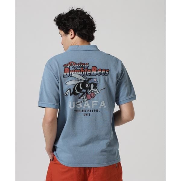 アヴィレックス（AVIREX）/《直営店限定》FADE WASH EMB POLO ”BUMBLE BEE” ／ フェイドウォッシュ