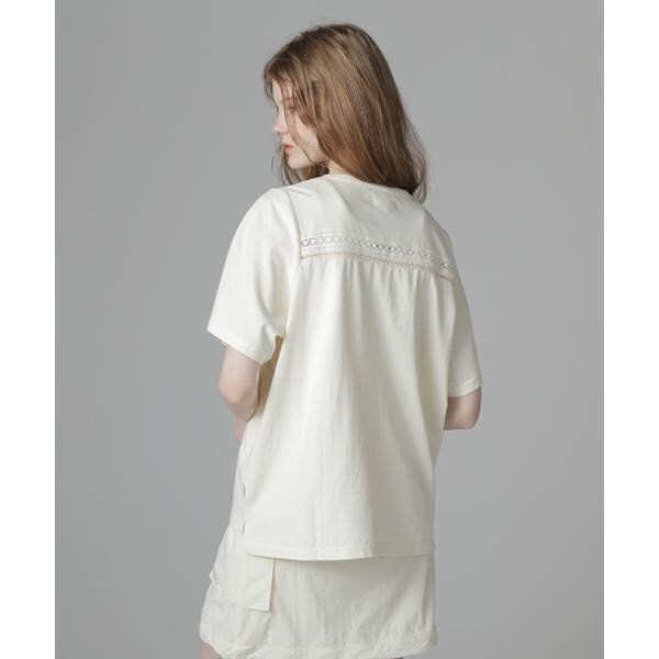 アヴィレックス（AVIREX）/《直営店限定》LACE DETAILS EMBROIDERY T−SHIRT／レースディテール刺繍T