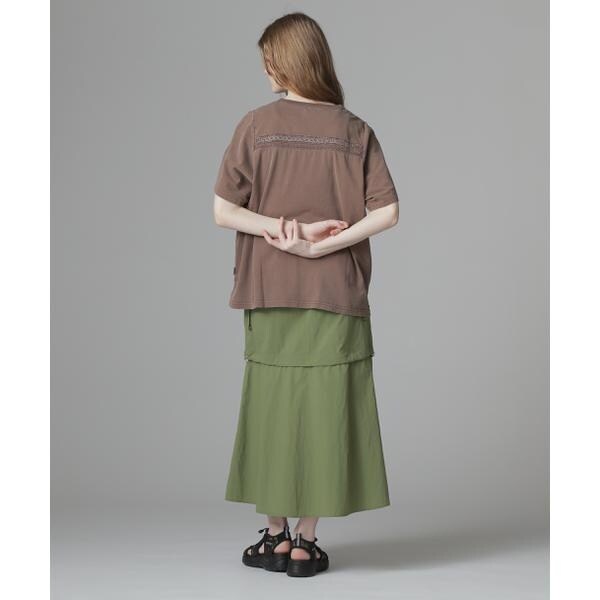 アヴィレックス（AVIREX）/《直営店限定》LACE DETAILS EMBROIDERY T−SHIRT／レースディテール刺繍T