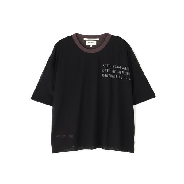 アヴィレックス（AVIREX）/《WOMAN／直営店限定》SHEER LAYERED PRINT T−SHIRT／シアーレイヤード