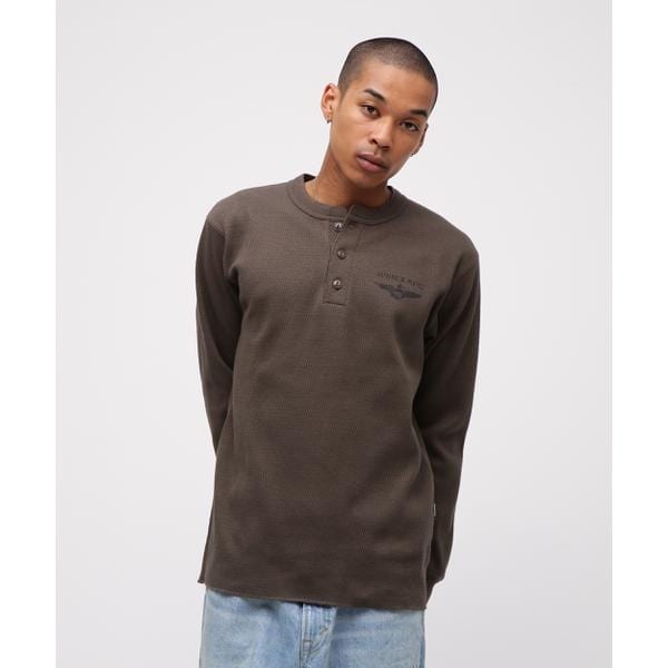 アヴィレックス（AVIREX）/《直営店限定》HONEYCOMB WAFFLE HENRY NECK NAVAL T−SHIRT