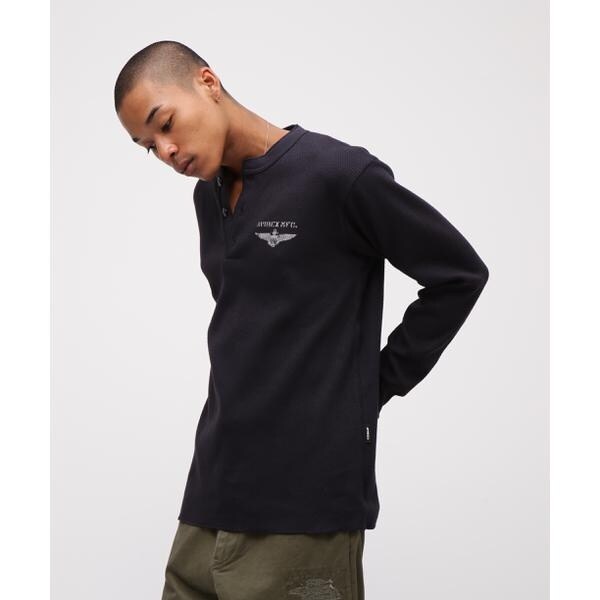 アヴィレックス（AVIREX）/《直営店限定》HONEYCOMB WAFFLE HENRY NECK NAVAL T−SHIRT