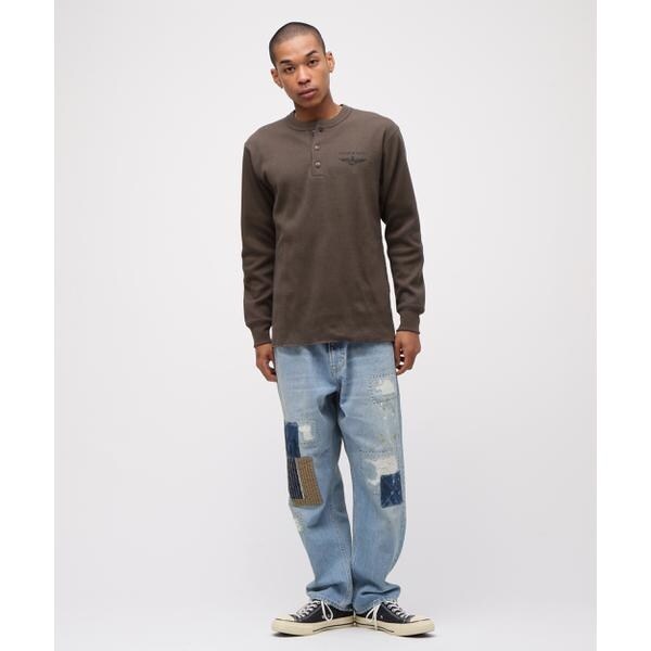 アヴィレックス（AVIREX）/《直営店限定》HONEYCOMB WAFFLE HENRY NECK NAVAL T−SHIRT