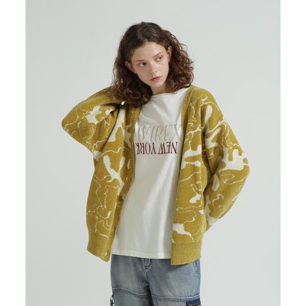 アヴィレックス（AVIREX）/《直営店限定》BOUCLE CAMO KINT CARDIGAN