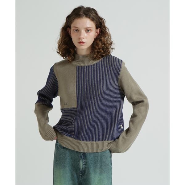 アヴィレックス（AVIREX）/《直営店限定》MELANGE SWITCHING KINT PULLOVER／メランジニット
