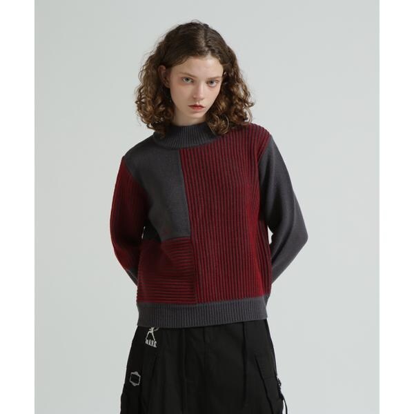 アヴィレックス（AVIREX）/《直営店限定》MELANGE SWITCHING KINT PULLOVER／メランジニット