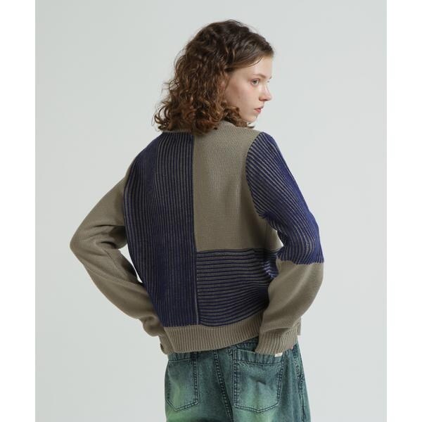 アヴィレックス（AVIREX）/《直営店限定》MELANGE SWITCHING KINT PULLOVER／メランジニット