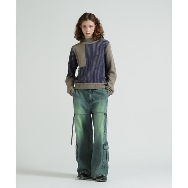 アヴィレックス（AVIREX）/《直営店限定》MELANGE SWITCHING KINT PULLOVER／メランジニット