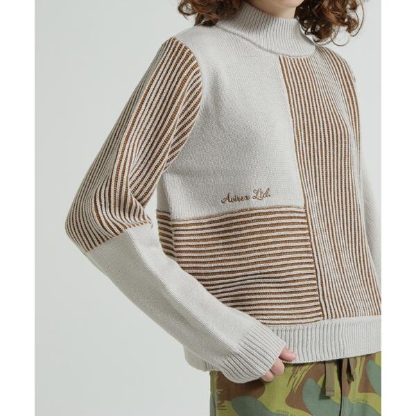 アヴィレックス（AVIREX）/《直営店限定》MELANGE SWITCHING KINT PULLOVER／メランジニット