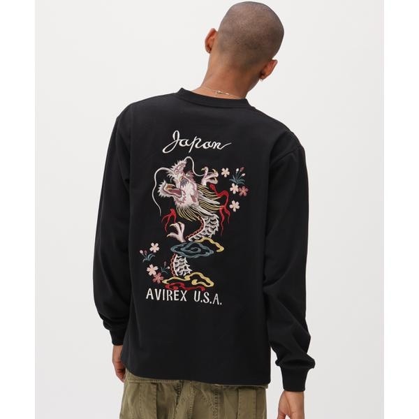【NEW】アヴィレックス（AVIREX）/SOUVENIR L／S T−SHIRT ”DRAGON＆ CHERRY BLOSSOMS”