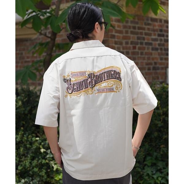 ショット（Schott）/EMB． TC SHIRT BARBER／刺繍シャツ ”バーバーロゴ