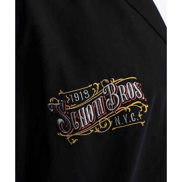 Schott EMB. TC SHIRT BARBER/ \"バーバーロゴ\" ショット Schott EMB. TC SHIRT BARBER/刺繍シャツ 
