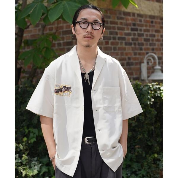 Schott EMB. TC SHIRT BARBER/ \"バーバーロゴ\" ショット Schott EMB. TC SHIRT BARBER/刺繍シャツ 