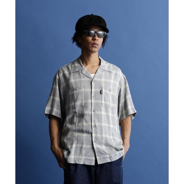 SCHOTT ショット オンブレチェック 半袖シャツ XL 黒 OMBRE PLAID SS SHIRT/オンブレ チェック 半袖シャツ | Schott