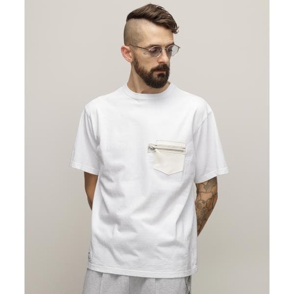 ショット（Schott）/T−SHIRT CUSTOM ZIP LEATHER PKT／カスタムジップ レザーポケット Tシャ