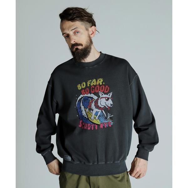 ショット（Schott）/CREW SWEAT SURF DOG／クルーネックスウェット サーフブルドッグ