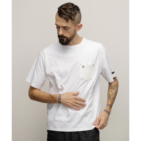 ショット（Schott）/ONESTAR LEATHER POCKET T−SHIRT／ワンスターレザーポケット Tシャツ