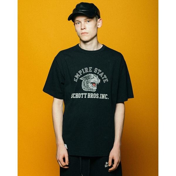 ショット（Schott）/T−SHIRT COLOR FLOCKY BLACK PANTHER／カラーフロッキー ブラックパン