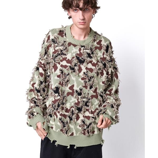 エルエイチピー（LHP）/DankeSchon／ダンケシェーン／CAMO KNIT CREWNECK