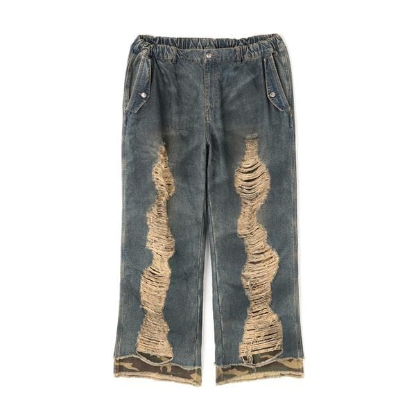 エルエイチピー（LHP）/NOT4NERD／ノットフォーナード／CAMO LAYERED DESTROYED DENIM PA