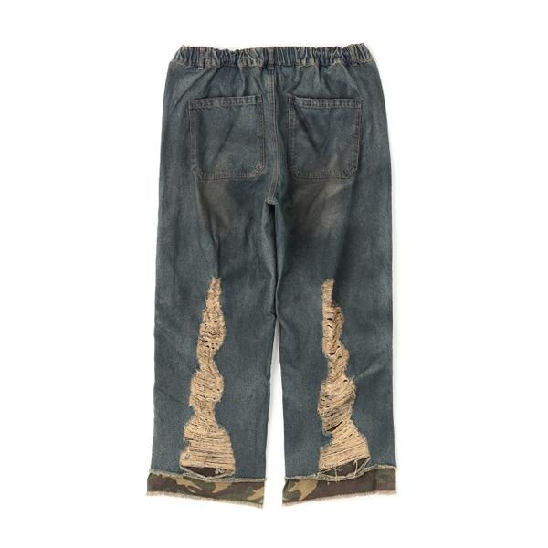 エルエイチピー（LHP）/NOT4NERD／ノットフォーナード／CAMO LAYERED DESTROYED DENIM PA_1