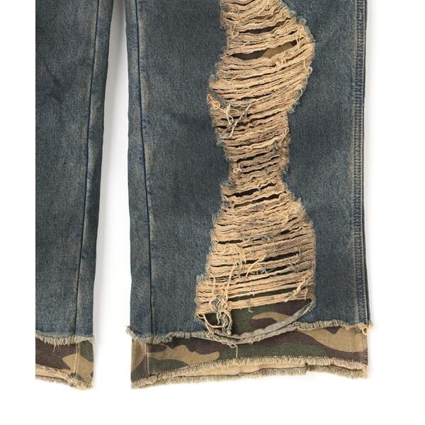 エルエイチピー（LHP）/NOT4NERD／ノットフォーナード／CAMO LAYERED DESTROYED DENIM PA_4